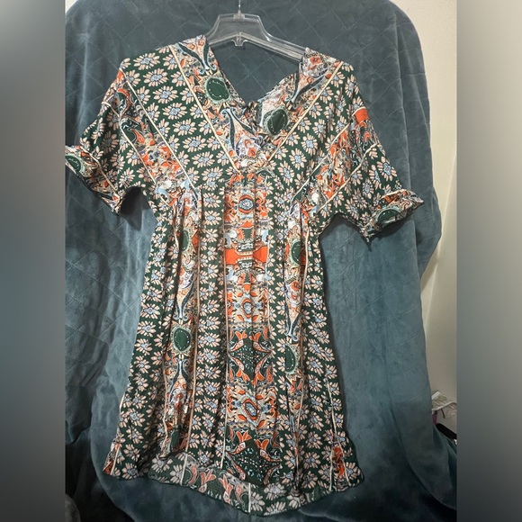 Women's Unbranded Size Large Floral Paisley Printed Tie Neck Mini Dress - Picture 2 of 7